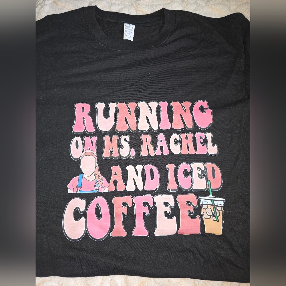 Ms Rachel Black Graphic Tee with Pink and Brown Accents